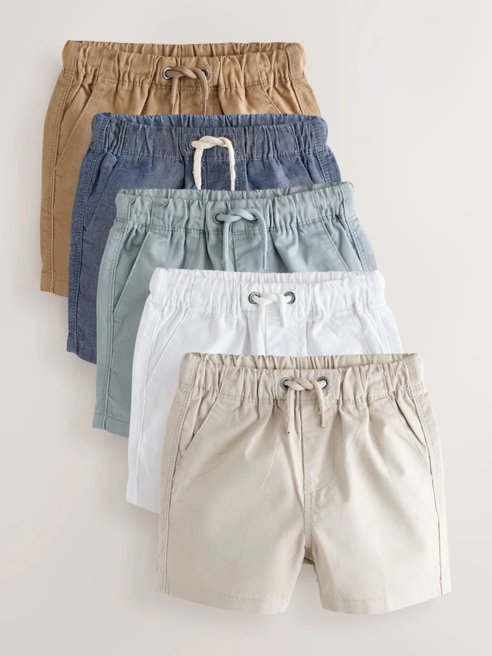 Next Boys 100% Cotton Pull On Shorts Multi Pack x5